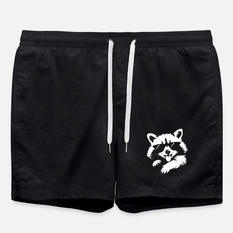 Raton laveur cool – lunettes de soleil et langue sortie - Short de bain - noir