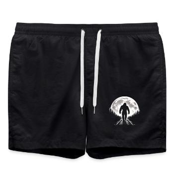 Bigfoot auf Eisenbahnschienen - Badeshorts - Schwarz - Vorne - AI Model Male 185 light (185cm)