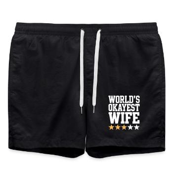 World's Okayest Wife Tee - Swim Trunks - black - Front - AI Model Male 185 light (185cm)