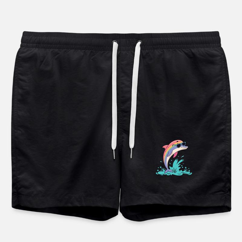 Rainbow dolphin glasses - Swim Trunks - black