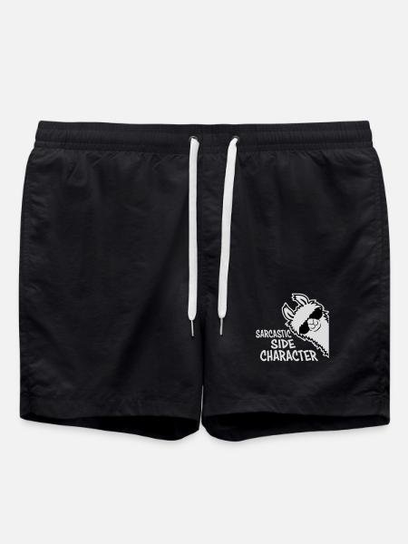 Llama Alpaca Sarcastic Side Character Sarcastic - Swim Trunks - black