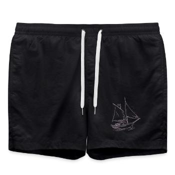 Sailing Adventure Silhouette: Elegant Sailors - Swim Trunks - black - Front - AI Model Male 185 light (185cm)