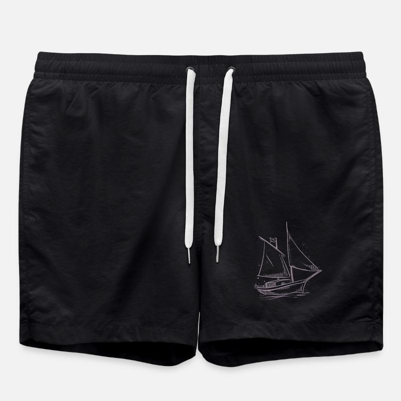 Segelabenteuer Silhouette: Elegante Segler - Badeshorts - Schwarz