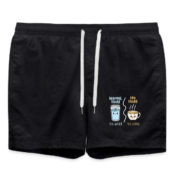 Kaffee vs Wasser 72% - Badeshorts - Schwarz - Vorne - AI Model Male 185 light (185cm)