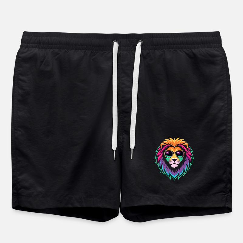 Regenbogenlöwen-Sonnenbrille - Badeshorts - Schwarz