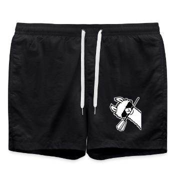Cooles Lama Kopf Sonnenbrille Dartpfeil Maul Seite - Badeshorts - Schwarz - Vorne - AI Model Male 185 light (185cm)