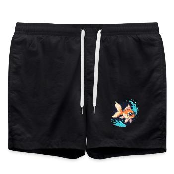 Retro Golden Fish Glasses - Swim Trunks - black - Front - AI Model Male 185 light (185cm)