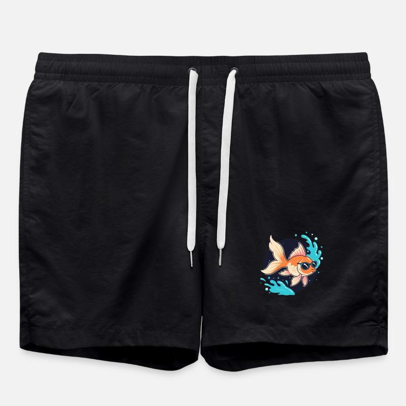 Poisson doré rétro lunettes - Short de bain - noir