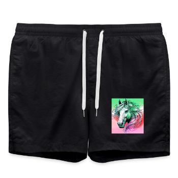 Pferd - Badeshorts - Schwarz - Vorne - AI Model Male 185 light (185cm)