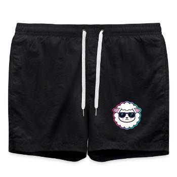 Sheep hipster black glasses - Swim Trunks - black - Front - AI Model Male 185 light (185cm)