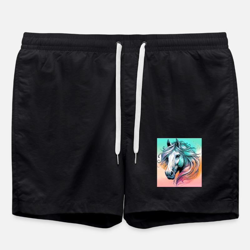 horse - Swim Trunks - black