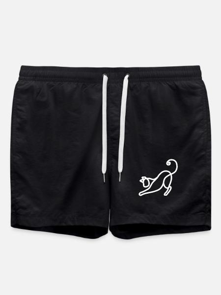 Minimalist Cat - Swim Trunks - black