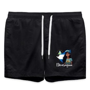 Nicaragua Flagge Stolz & Heimat - Badeshorts - Schwarz - Vorne - AI Model Male 185 light (185cm)