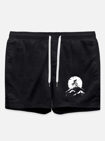 Mountain Biking Drawing - Swim Trunks - black