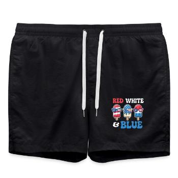Red White Blue Patriotic Fourth July - Swim Trunks - black - Front - AI Model Male 185 light (185cm)