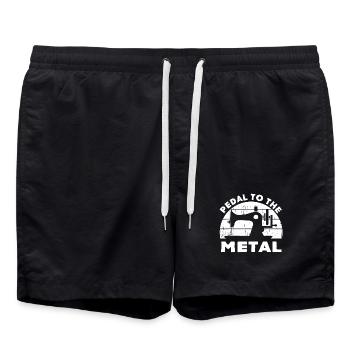 Pedal to the Metal Sewing Badge - Swim Trunks - black - Front - AI Model Male 185 light (185cm)