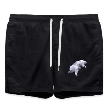 Kuschelfell Katze Liegepose - Badeshorts - Schwarz - Vorne - AI Model Male 185 light (185cm)