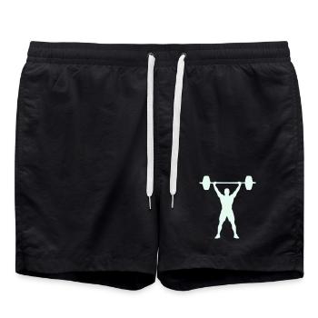Powerful weightlifting silhouette - Swim Trunks - black - Front - AI Model Male 185 light (185cm)