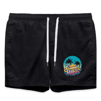 Summer vibes with palm trees - Swim Trunks - black - Front - AI Model Male 185 light (185cm)