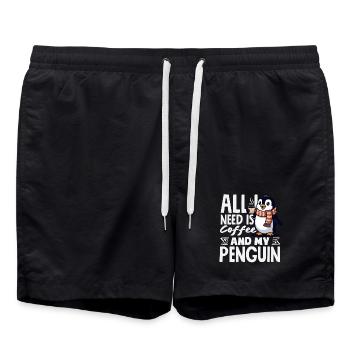 Cute Penguin - Gift for Penguin Lover - Swim Trunks - black - Front - AI Model Male 185 light (185cm)