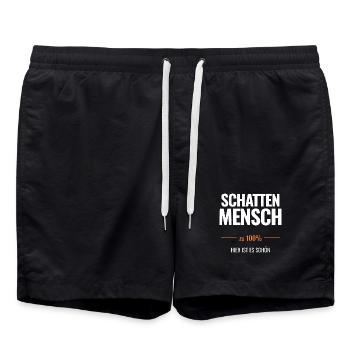 Schattenmensch zu 100% Hier ist es schön - Badeshorts - Schwarz - Vorne - AI Model Male 185 light (185cm)