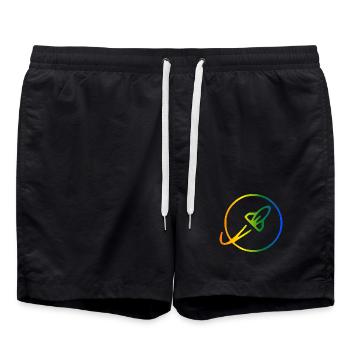 Rakete Regenbogen Umlaufbahn - Badeshorts - Schwarz - Vorne - AI Model Male 185 light (185cm)
