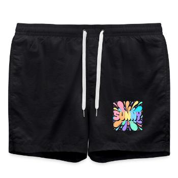 Sunny Splash Lettres Multicolores - Short de bain - noir - Devant - AI Model Male 185 light (185cm)