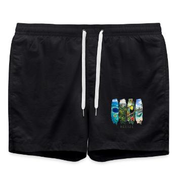 Voyage de vacances au Belize – Motif pays et culture des Caraïbes - Short de bain - noir - Devant - AI Model Male 185 light (185cm)