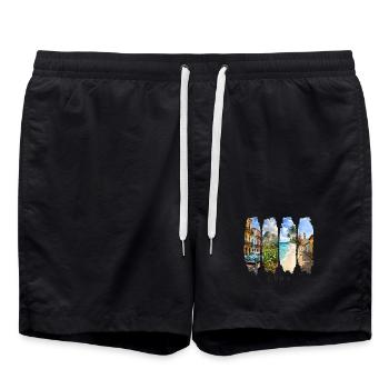 Kuba Urlaub Travel – Havanna Stadt & Kultur Motiv - Badeshorts - Schwarz - Vorne - AI Model Male 185 light (185cm)