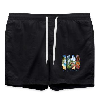 Voyage en Guadeloupe – Île des Caraïbes et motif culturel - Short de bain - noir - Devant - AI Model Male 185 light (185cm)