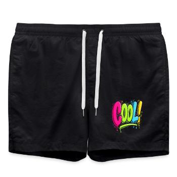 COOL! Neon Graffiti Splattered - Swim Trunks - black - Front - AI Model Male 185 light (185cm)