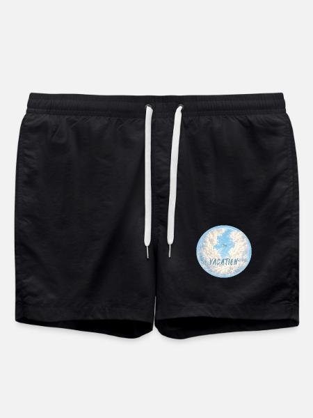 finally vacation airplane finally free clouds - Swim Trunks - black
