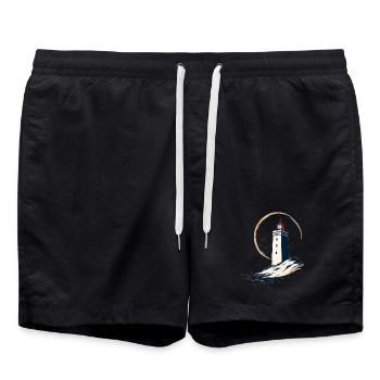 Rubjerg Knude Lighthouse – Denmark - Swim Trunks - black - Front - AI Model Male 185 light (185cm)
