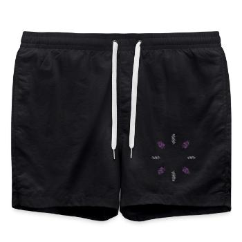 Blumenranke & Beerenranke - Dark Botanical - Badeshorts - Schwarz - Vorne - AI Model Male 185 light (185cm)