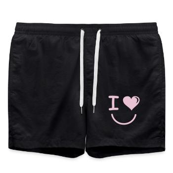 I Herz Lächelndes Herzdesign - Badeshorts - Schwarz - Vorne - AI Model Male 185 light (185cm)