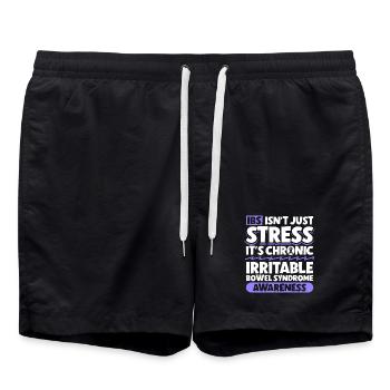Reizdarm Aufklärung - Mehr als Stress - Badeshorts - Schwarz - Vorne - AI Model Male 185 light (185cm)