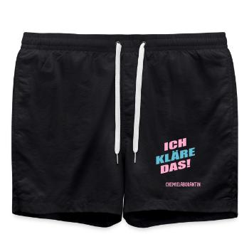 Chemielaborantin Abwasser_Proben - Badeshorts - Schwarz - Vorne - AI Model Male 185 light (185cm)
