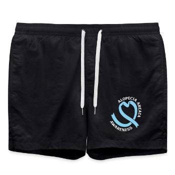 Alopecia Areata - Bewusstsein & Herz - Badeshorts - Schwarz - Vorne - AI Model Male 185 light (185cm)