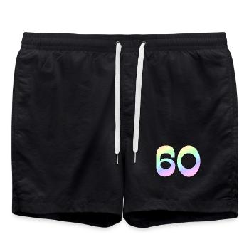 geschenkidee, 60 pastellfarbe - Badeshorts - Schwarz - Vorne - AI Model Male 185 light (185cm)