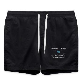 Cats and Dogs, Tier tatzen, besitzer, Halter - Badeshorts - Schwarz - Vorne - AI Model Male 185 light (185cm)