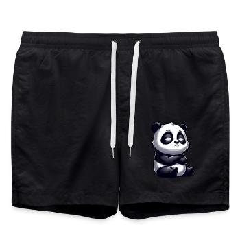 Funny Panda Comic Whimsical Skeptical Bull - Swim Trunks - black - Front - AI Model Male 185 light (185cm)