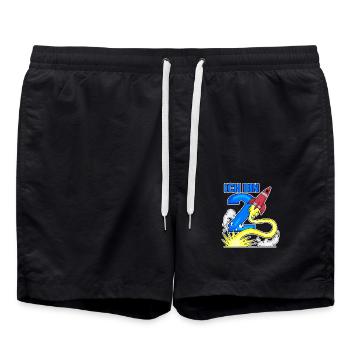 2 Birthday Boy Astronaut Rocket - deux ans - Short de bain - noir - Devant - AI Model Male 185 light (185cm)
