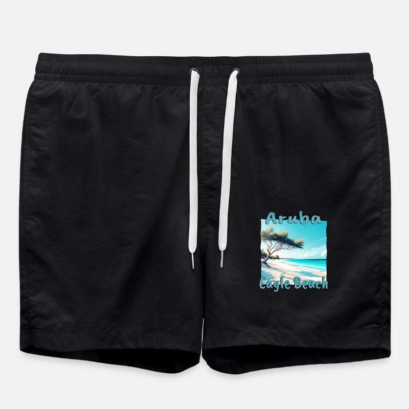 Aruba Vacation Eagle Beach Design - Swim Trunks - black