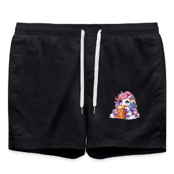 Lasagne italienne licorne magique - Short de bain - noir - Devant - AI Model Male 185 light (185cm)
