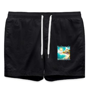 Hulhumale Malediven Sommer Strand Sonne Grunge - Badeshorts - Schwarz - Vorne - AI Model Male 185 light (185cm)