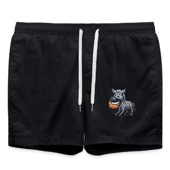 Biscuit zèbre dessin animé dents mignonnes - Short de bain - noir - Devant - AI Model Male 185 light (185cm)
