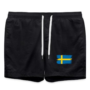 Schwedische Flagge Brush Tee - Badeshorts - Schwarz - Vorne - AI Model Male 185 light (185cm)