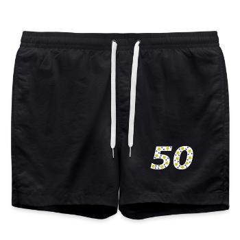 Jubiläum, 50, GB, sternenmuster, Geburtstagsfeier - Badeshorts - Schwarz - Vorne - AI Model Male 185 light (185cm)