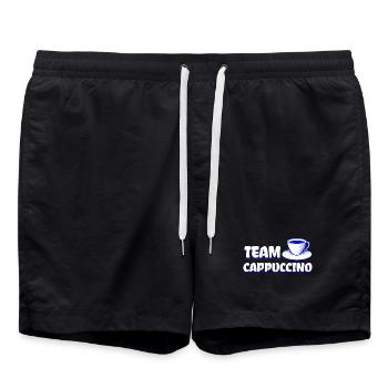 Team Cappuccino - Cooles Kaffe Design - Badeshorts - Schwarz - Vorne - AI Model Male 185 light (185cm)