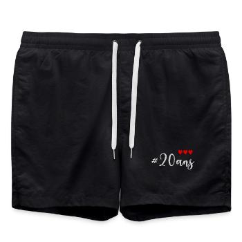 20. 20. JAHRESTAG. 20-JÄHRIGES JUBILÄUM. 20 JAHRE. - Badeshorts - Schwarz - Vorne - AI Model Male 185 light (185cm)
